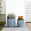 Pot à fleurs / pot rond en béton avec trous de drainage pour intérieur et extérieur bleu clair 14 po 14 po-1967433707-1967433704