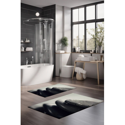 Eakly Luxury Bathmat Set (2 Pieces), 100% Polyester, 16.0 x 23.6 inches & 23.6 x 39.4 inches | Non-Slip Antibacterial Design, 0.3 in Pile Height | Machine Washable, Durable & Easy to Clean | Ideal for Bathroom Décor