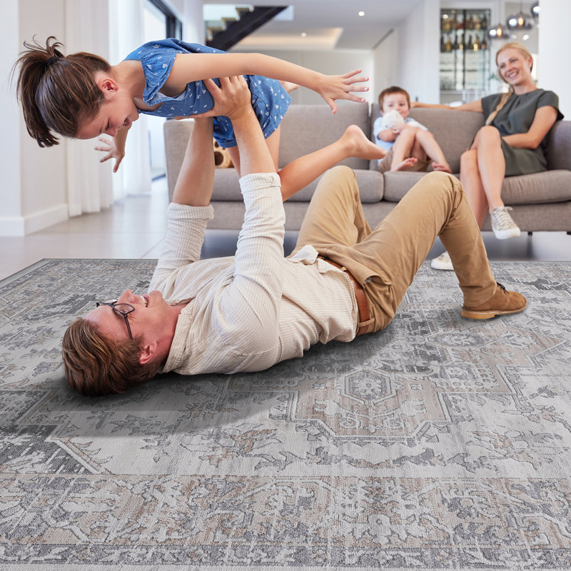 8X10 Beige Area Rug - Non-Shedding, Stain , Improves Living Room, Bedroom, Dining Room Ambiance & , For Home Office Interior