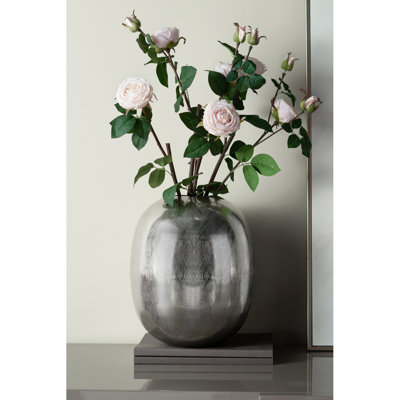10.5X10.5X13" Aluminum Vase, Silver Streaks