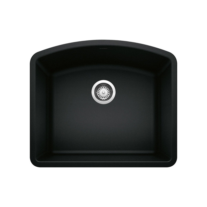 Diamond Silgranit 24" Single Bowl Undermount Kitchen Sink - Coal Black, Coal Black