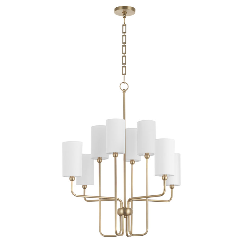CHARLOTTE 8 Light Chandelier, Aged Brass