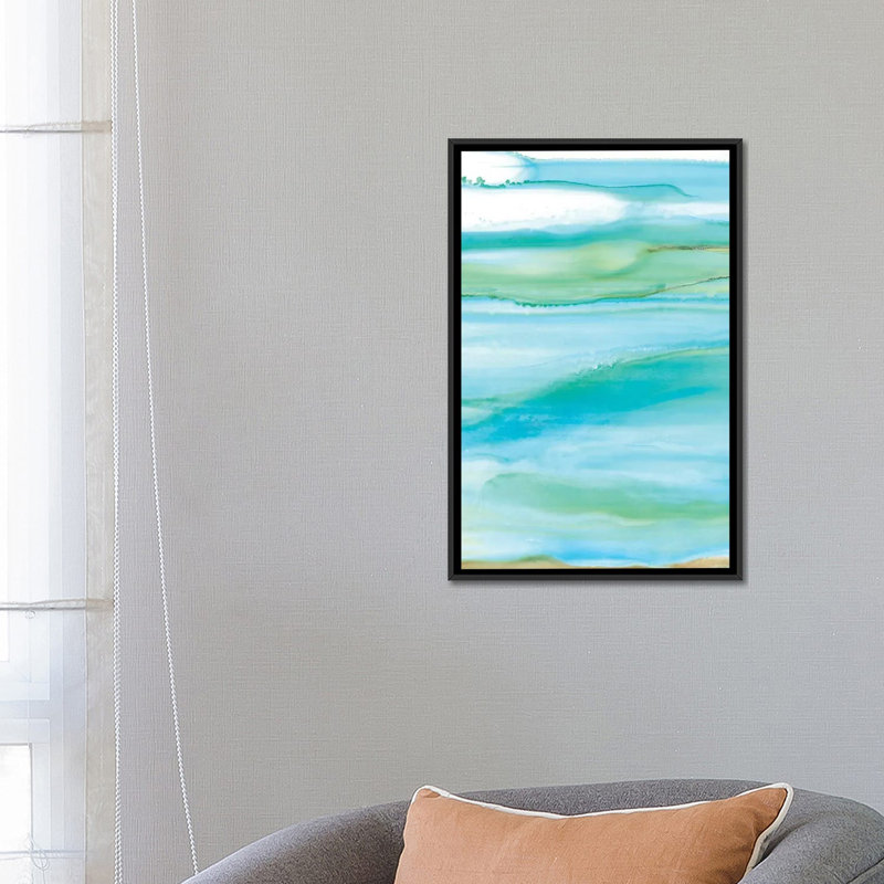 « côtier abstract i », impression sur toile, H 26 po x l 18 po x P 1,5 po, Toile avec cadre noir, Pas de tapis