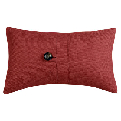 Rebekah Red Rectangular Lumbar 10x17 inch Classic Chic Casual Decorative Throw Pillow with Button