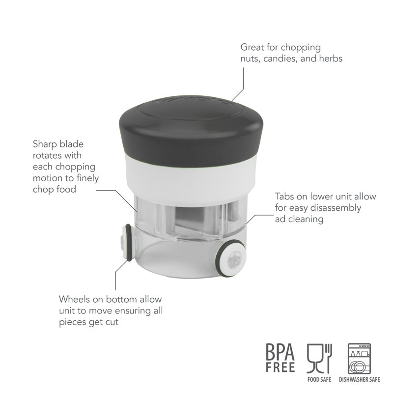 Compact Black and White BPA-Free Garlic Mincer with Stainless Steel Blade