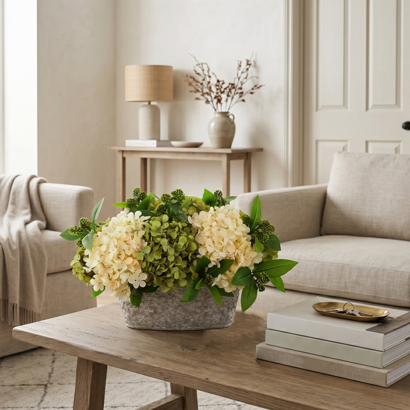 Assorted Hydrangea and Sedum Arrangement
