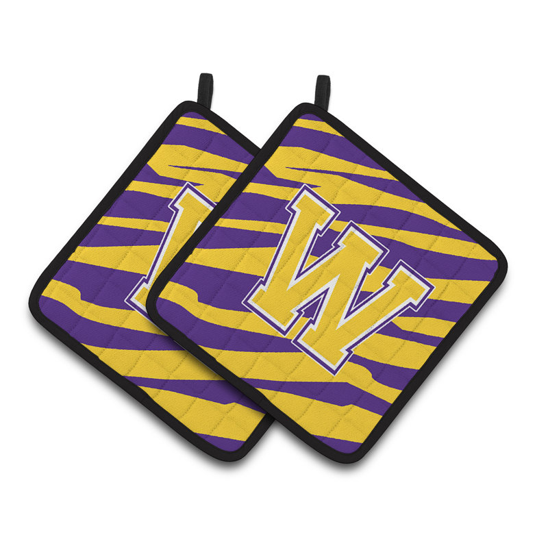Tiger Stripe Potholder, Violet / Or, W