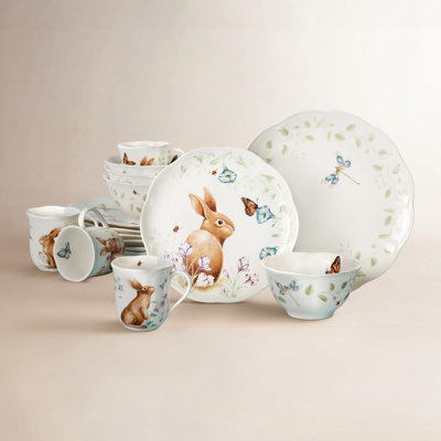 Butterfly Meadow Bunny Porcelain Dinnerware Set