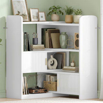 Bibliothèque moderne et ajustable - Rangement ouvert et fermé, en forme de L ou droit, pour le salon, la chambre à coucher et le bureau personnel