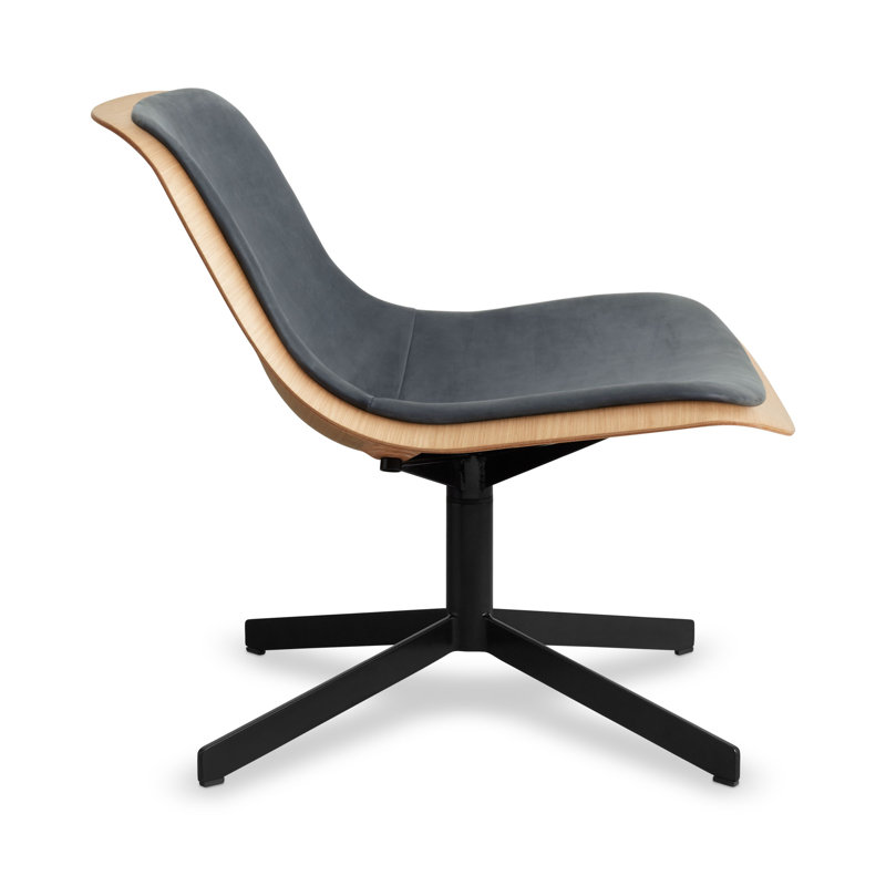 Nonesuch Swivel Lounge Chair, Ink Genuine Leather