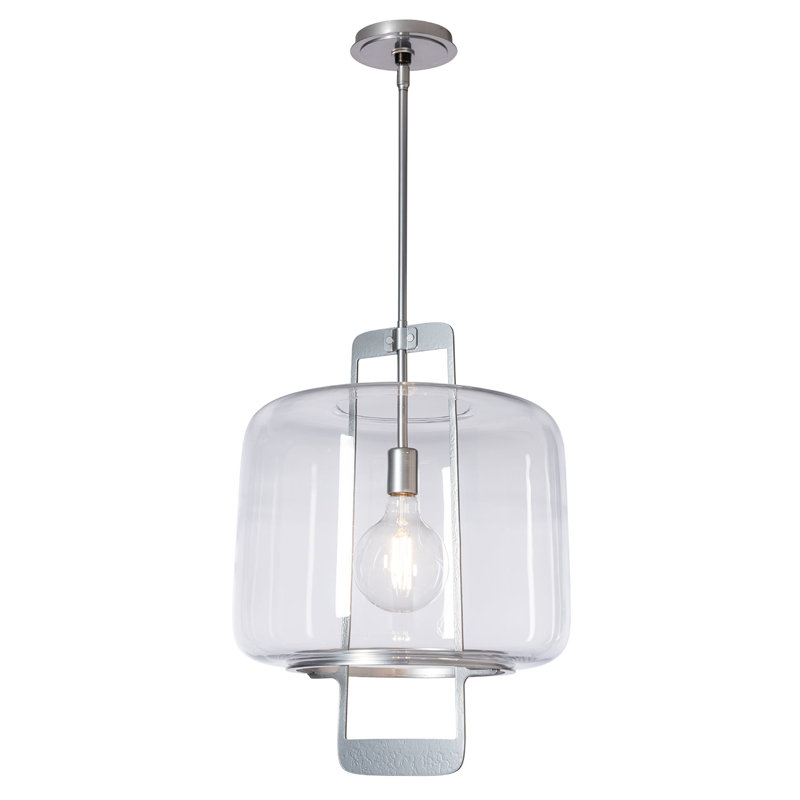 Luminaire suspendu Dane - verre, Fer naturel, Verre opale