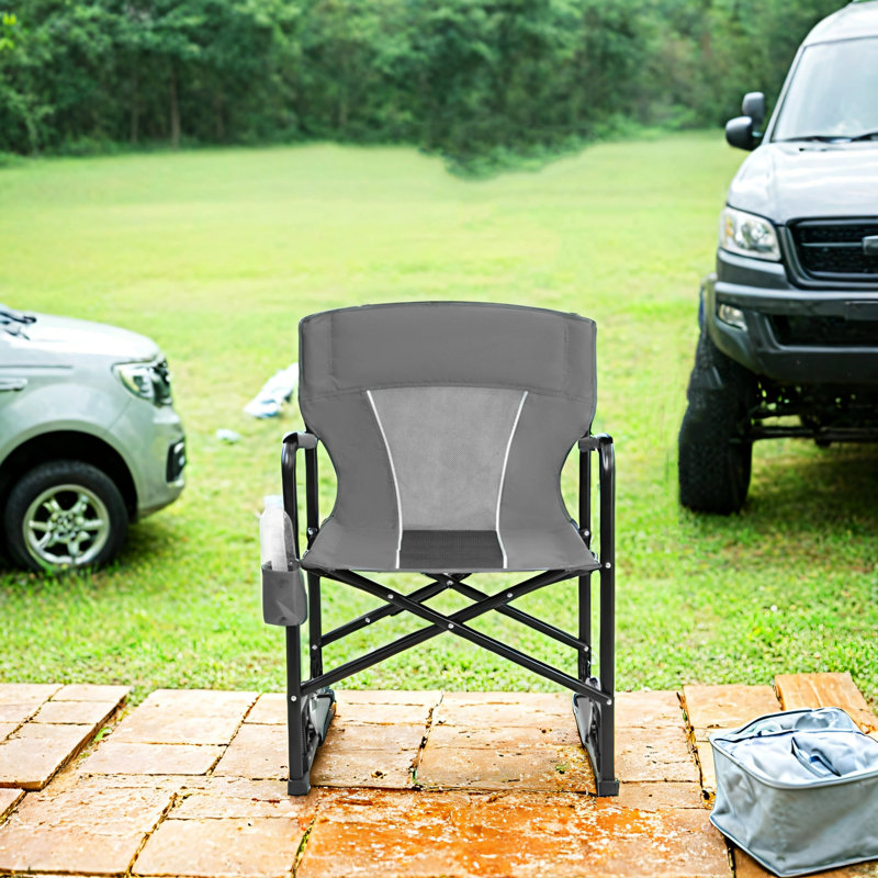 Chaise berçante pliante portative pour l'extérieur, Gris