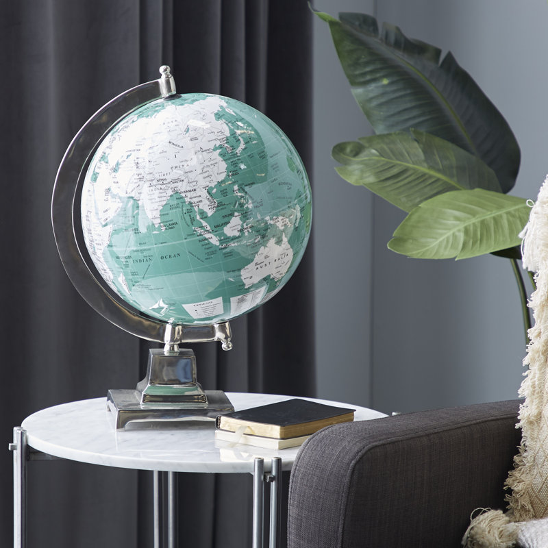 Aluminum Metal Teal Educational/Geographic Earth Globe