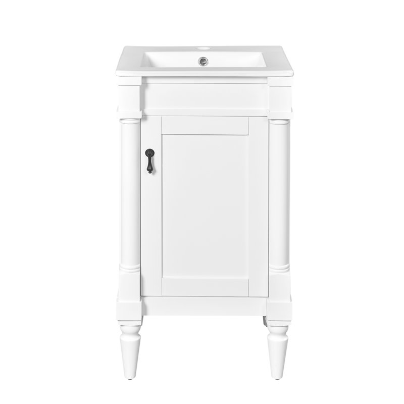 Meuble-lavabo moderne blanc 18 po avec lavabo - tablette réglable, peu encombrant