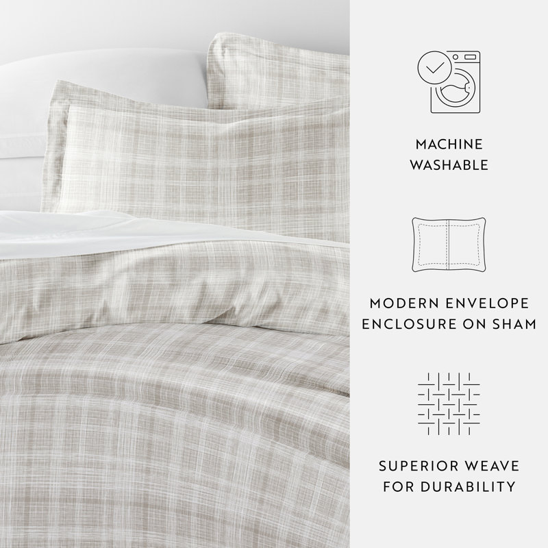 Gray Twin/Twin XL Microfiber Thatch Pattern Duvet Cover Set