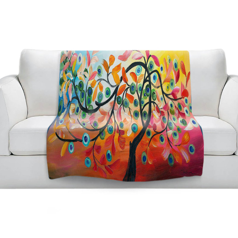 Couverture sherpa doux arbre de couleur viii, l 51 po x L 60 po