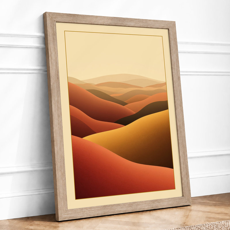 Desert Under Dunes Modern - Framed Print, Oak, A3 - 42.0 x 29.7 cm