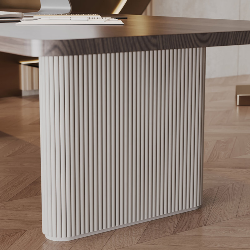 Bureau rectangulaire en bois massif brun noisette + blanc, H 29,53 po x l 62,99 po x P 31,5 po, Retour à gauche