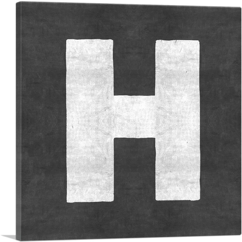«Chalkboard Alphabet Lettre H», reproduction d'art textuel sur toile tendue, H 26 po x l 26 po x P 1,5 po