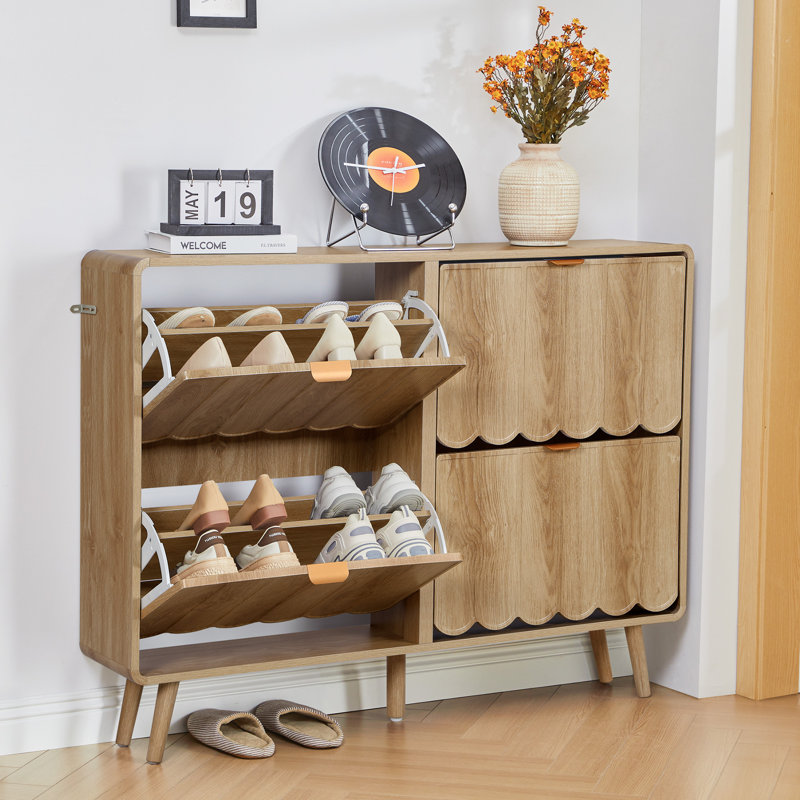 16 Pair Shoe Storage Cabinet, Natural