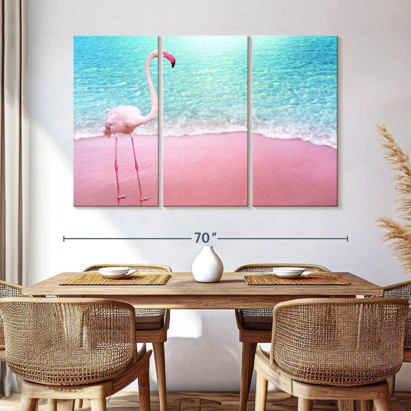 Flamant rose plage Brampt, H 42 po x l 65 po