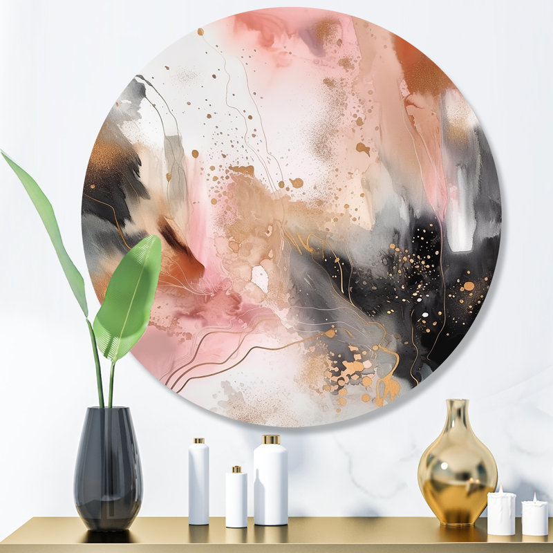 Pink Gold Marble III Abstract Wall Decor on Metal, 16" H x 16" W x 1" D