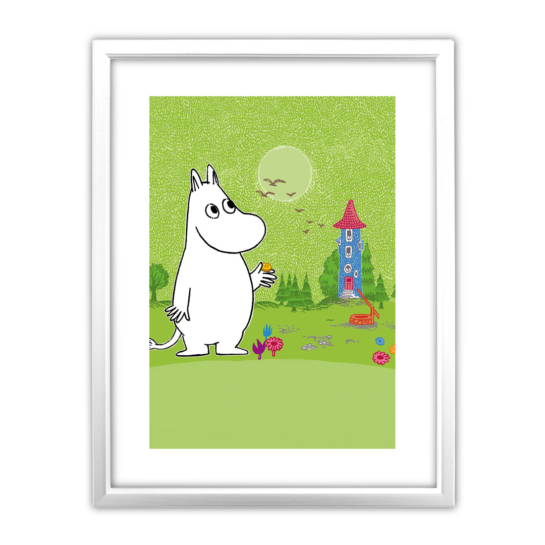 Moomins Moomintroll in Front of the Moominhouse by Tove Jansson Framed Graphic Art