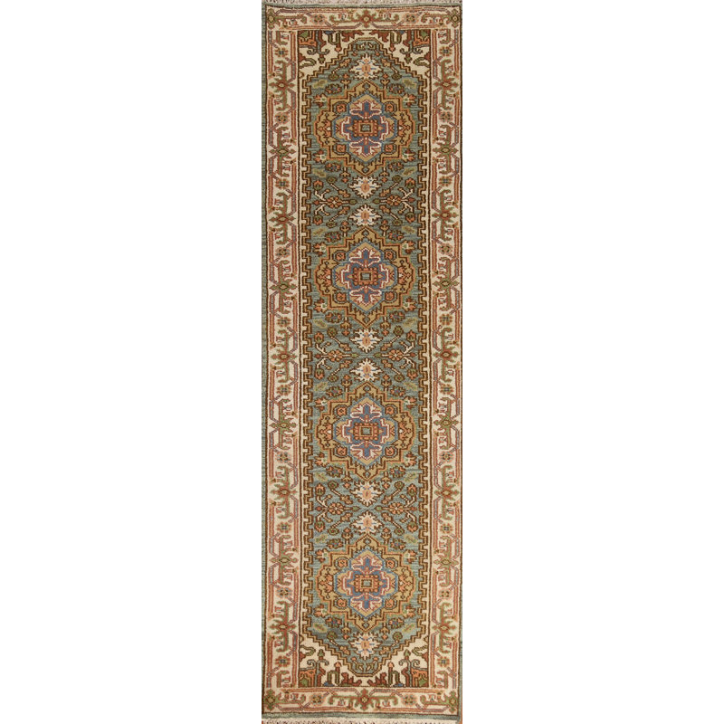 Tapis de couloir géométrique fait à la main Heriz Serapi 3 x 10