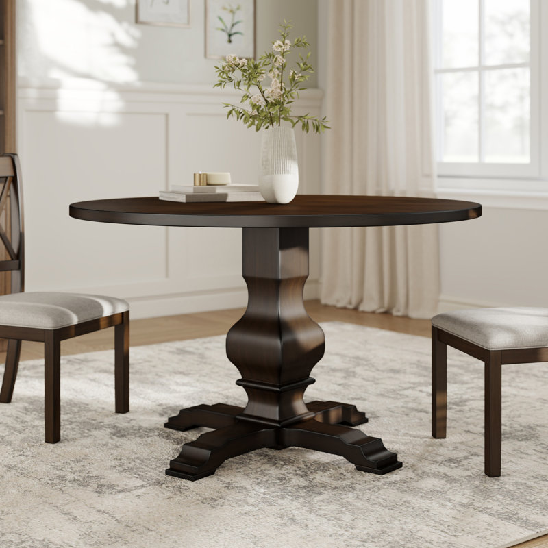 Keltner Round Solid Wood Base Dining Table, Espresso