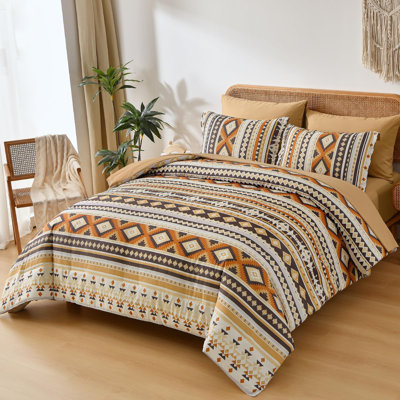 7-Piece Bohemian Geometric Striped Comforter Set