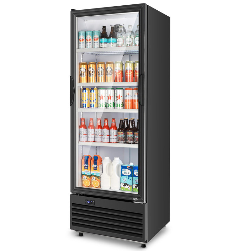 12.36 Cu Ft Commercial Refrigerator With Glass Door Display Beverage Fridge, Upright Beverage