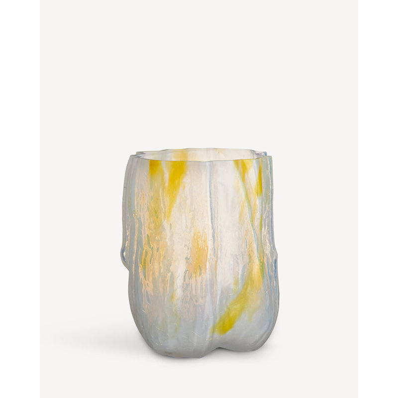 Vase de table en verre Crackle, Jaune
