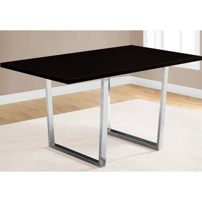 60" Rectangular Modern Dining Table - Brown Laminate Finish, Metal Leg Support For Kitchen And In Legs, Versatile Casual Or Formal