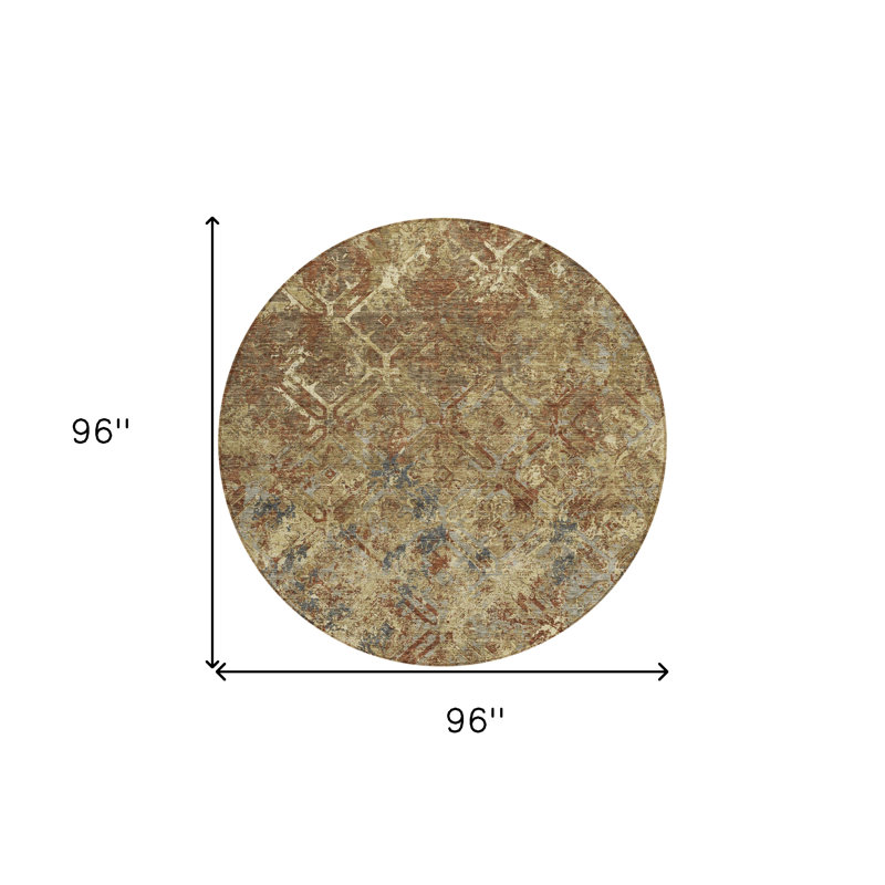 Tapis d'intérieur rond lavable géométrique 8 pi