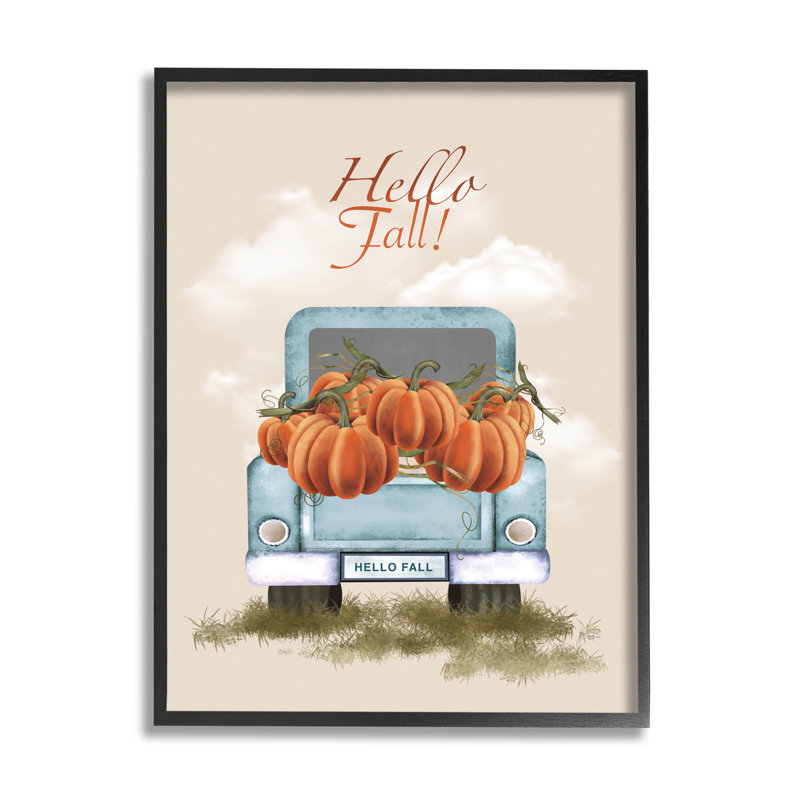 Hello Autumn Seasonal Autumn at-106, Giclée encadrée noir minuit, H 14 po x l 11 po x P 1,5 po