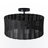 Maddyn 3-E26 Light Bulbs Rattan Handmade Woven Black Finished Dimmable Flush Mount Ceiling Light