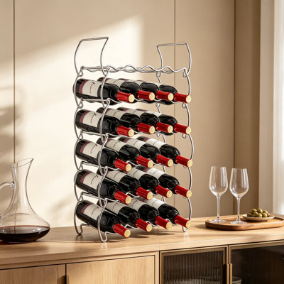 Stackable Wine Rack for Bottles, Classic Metal Wine Storage Stand for Bar, Wine Cellar, Kitchen Pantry, Cabinet and Basement