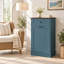 Armoire à poubelle inclinable, armoire à poubelle en bois pour la cuisine et la lessive - Bleu-130021477