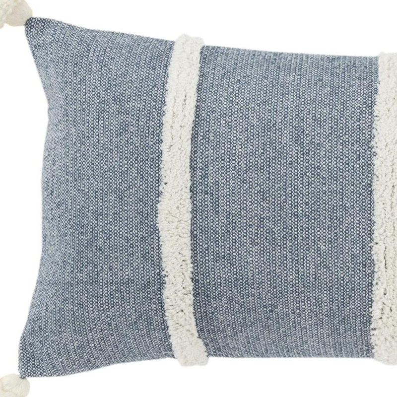 Coussin en coton 14 "x 26" bleu et blanc