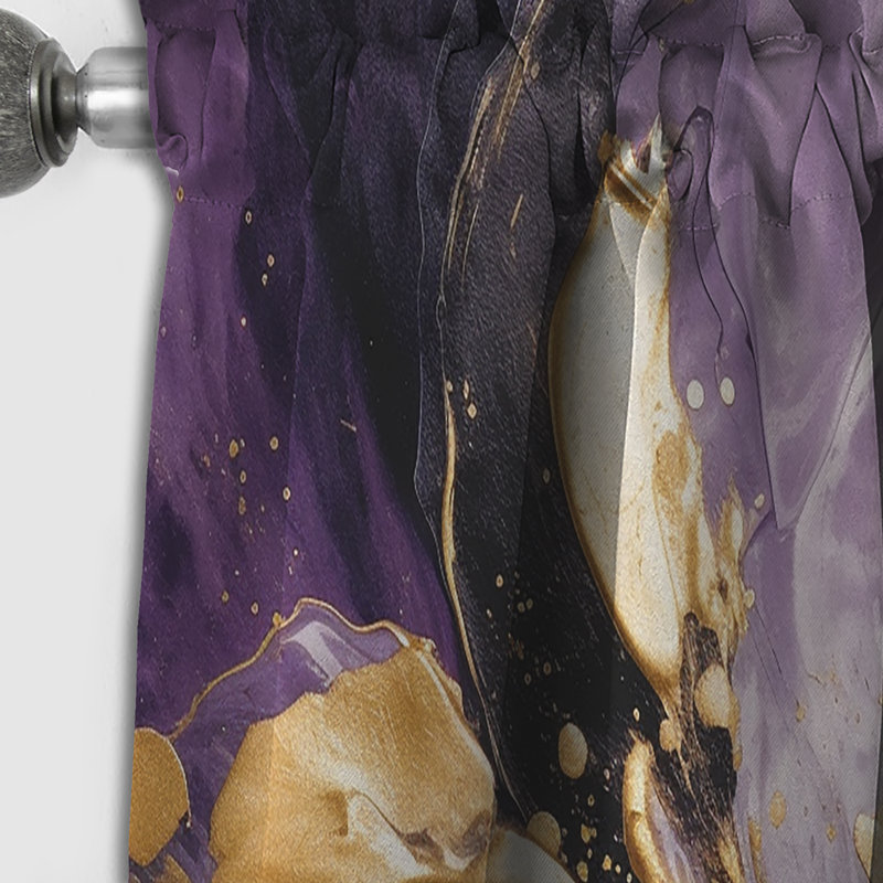 Purple And Gold Liquid Magic II - Modern Blackout Abstract Curtain - 1 Panel, 52" W x 120" L