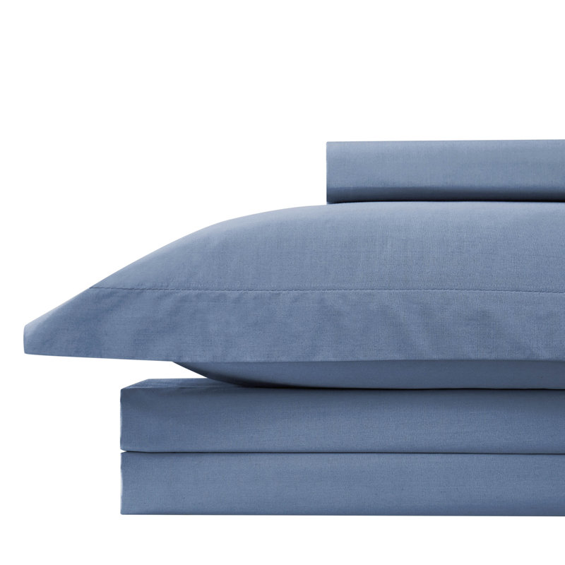 Steel Blue Microfiber Full/Queen Duvet Cover Set with Shams