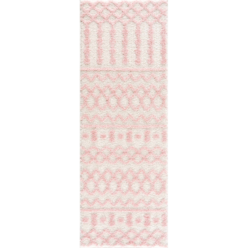 Carnegia Moroccan Pink/Beige Area Rug, Runner 2'7" x 7'3"