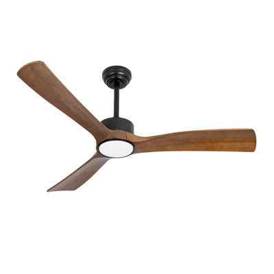 52 Inch Ceiling Fans With Light And Remote Control,3 Dark Brown Blades, Home