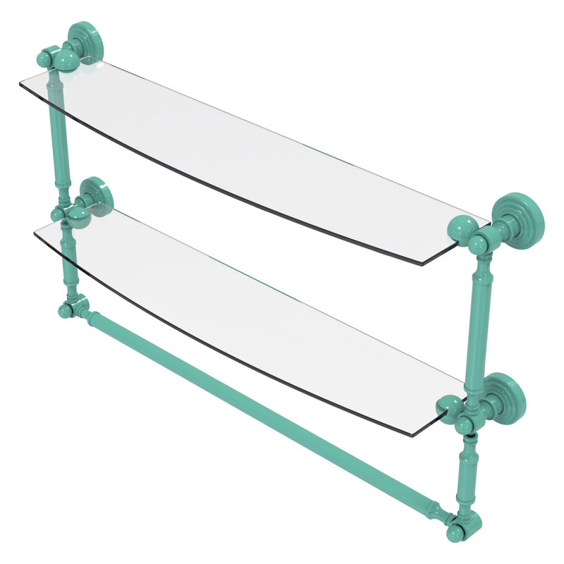Tablette en verre à deux niveaux avec barre à serviettes intégrée Waverly Place Collection, H 15 po x l 24 po x P 5 po