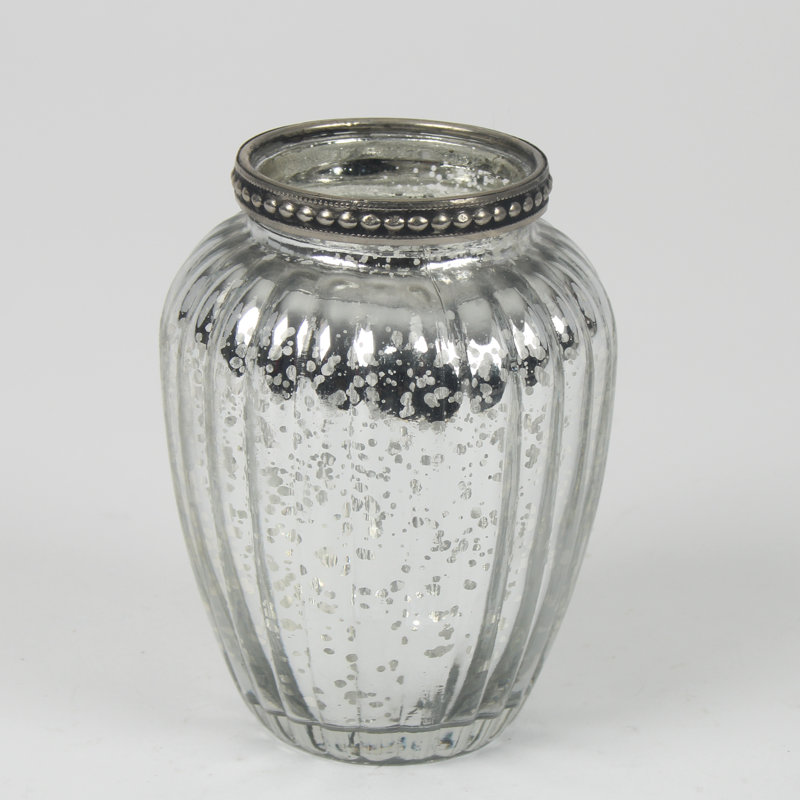 Kierra Glass Table Vase, 11cm H x 8cm W x 8cm D, Silver