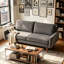 Causeuse 58 po en velours moderne européen avec pieds fuselés et accoudoirs carrés, canapé 2 places avec coussins épais et ergonomiques pour salon, appartement, bureau-1583041340-1583198881