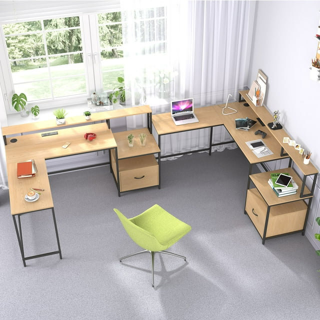 Bureau d'écriture en L 66,9 po Samiur, Brun orangé