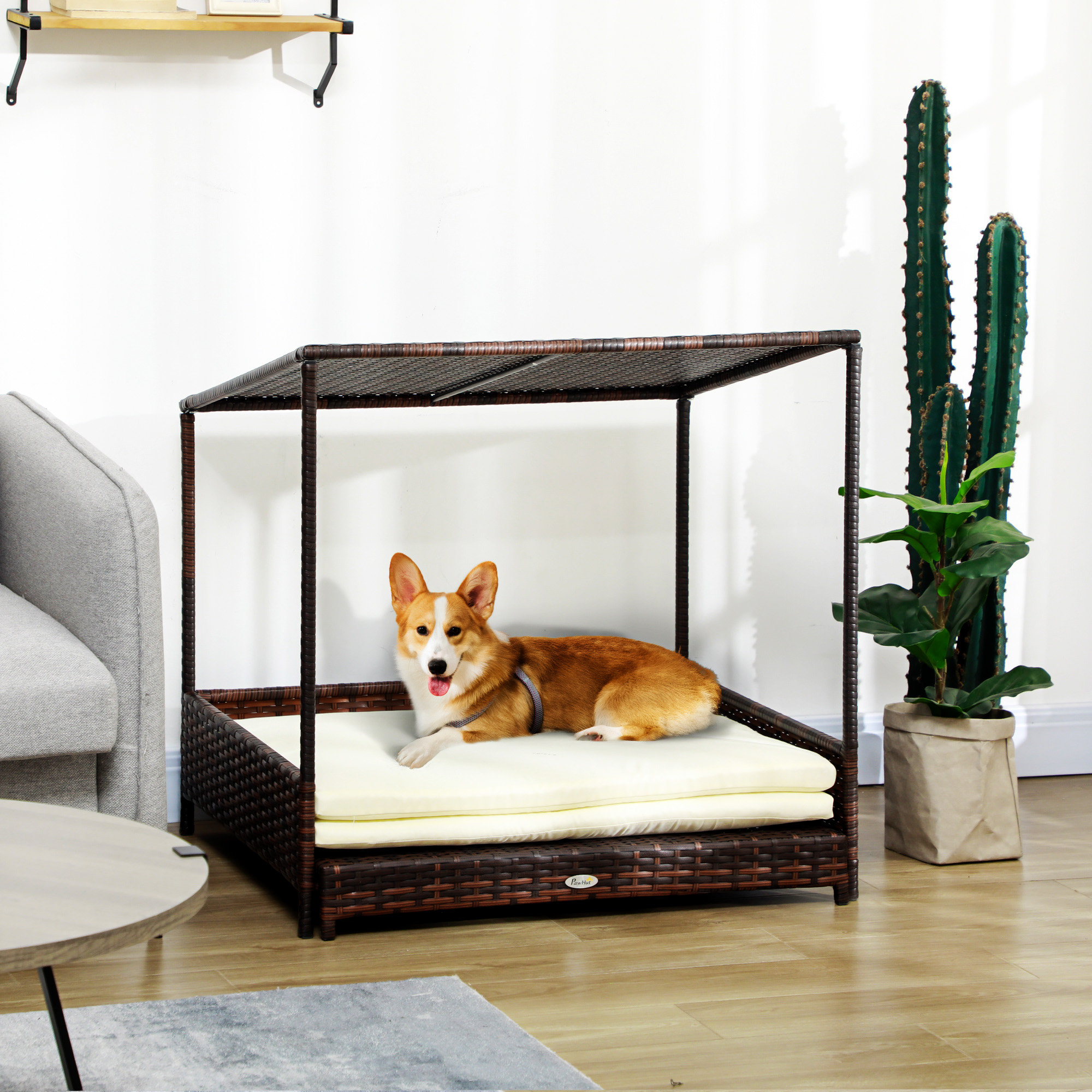 Fresh Look at Tucker Murphy Pet Pawhut Wicker Dog House Raised Rattan Extendable
