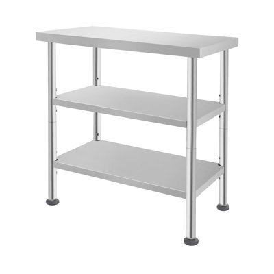 Table utilitaire en métal à 3 niveaux avec tablettes inférieures réglables et roulettes (P 18 po x l 18 po x H 35 po)