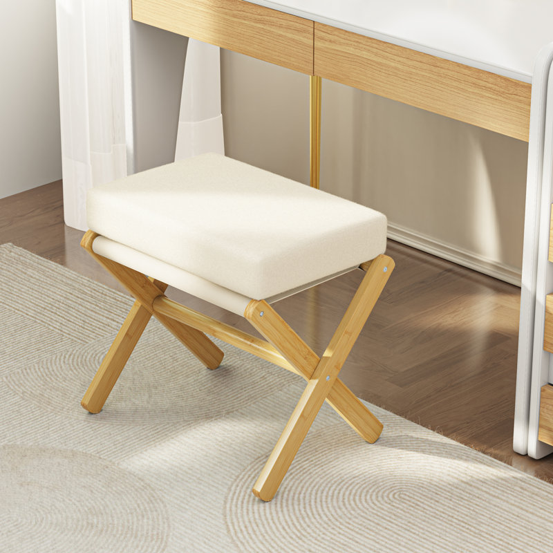 Repose-pieds capitonné rectangulaire standard, Beige, jaune